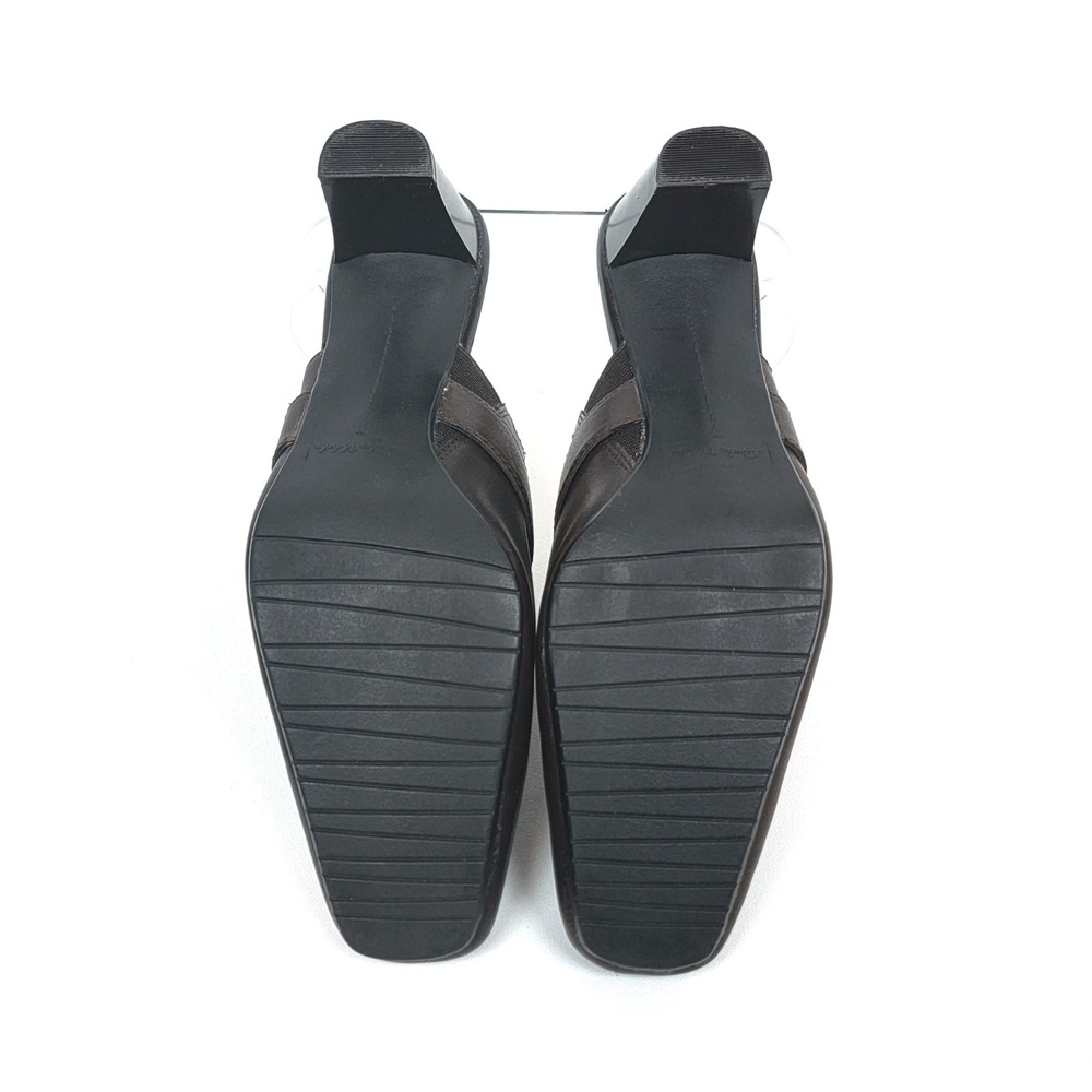 Studio Works Sparky Brown Leather Square‎ Toe Buckle Mule Heels Womens 7.5M - Picture 5 of 6